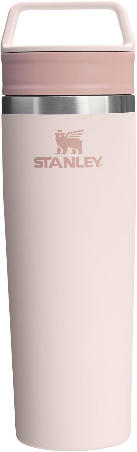 STANLEY Cafe To Go Taza de Viaje de 20 oz | Tapa Antiderrames de Dos Partes para Beber | Vaso Térmico para Café, Té y Bebidas | Taza de Café Aislada de Acero Inoxidable | Sin BPA | Cuarzo Rosa