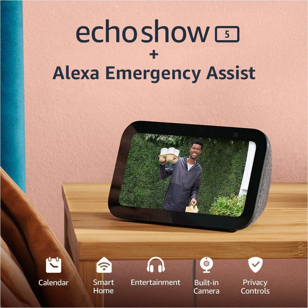 Amazon Echo Show 5 (modelo más reciente), Pantalla inteligente con 2x bajo y sonido claro, Carbón - Image 8