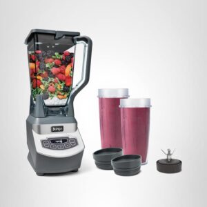 Ninja BL660 - Licuadora profesional compacta para batidos y procesamiento de alimentos, 1100 vatios, 3 funciones - para bebidas congeladas, batidos, salsas y más, jarra de 2 l, (2) tazas para llevar