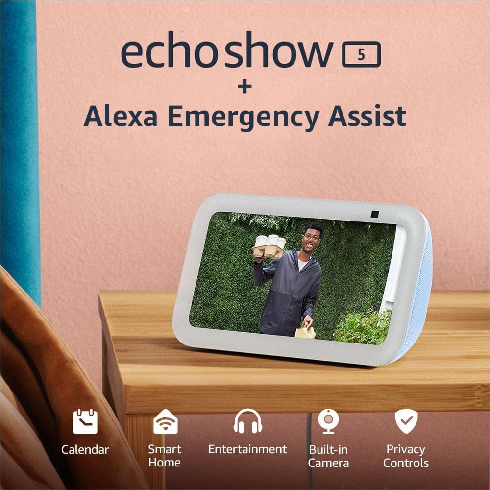 Amazon Echo Show 5 (modelo más reciente), Pantalla inteligente con 2x bajo y sonido claro, Carbón - Image 2