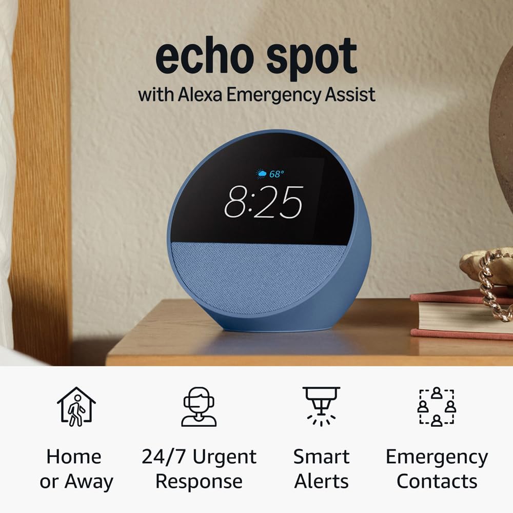 Amazon Echo Spot (modelo más reciente): ideal para mesitas de noche, oficinas y cocinas, incluye despertador inteligente con Alexa (blanco glaciar) - Image 2