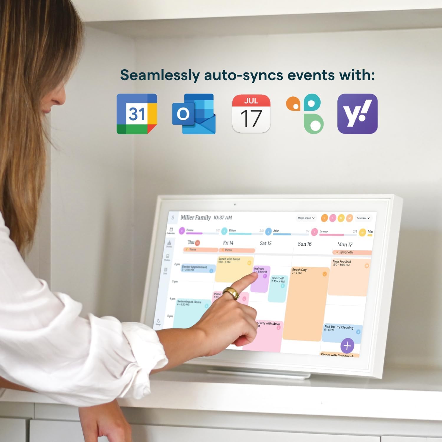 Calendario Skylight: Planificador de pared digital de 38,1 cm y tabla de tareas, pantalla interactiva inteligente táctil para horarios familiares – Incluye montaje en pared, ideal para organizar tu - Image 2