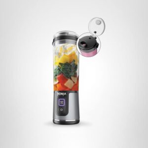 Ninja BC151BK Blast Licuadora Portátil, Sin Cable, Recipiente de 18oz, Licuadora Personal para Batidos y Licúados, Libre de BPA, Tapa Hermética y Boquilla para Sorber, Recargable por USB-C, Partes