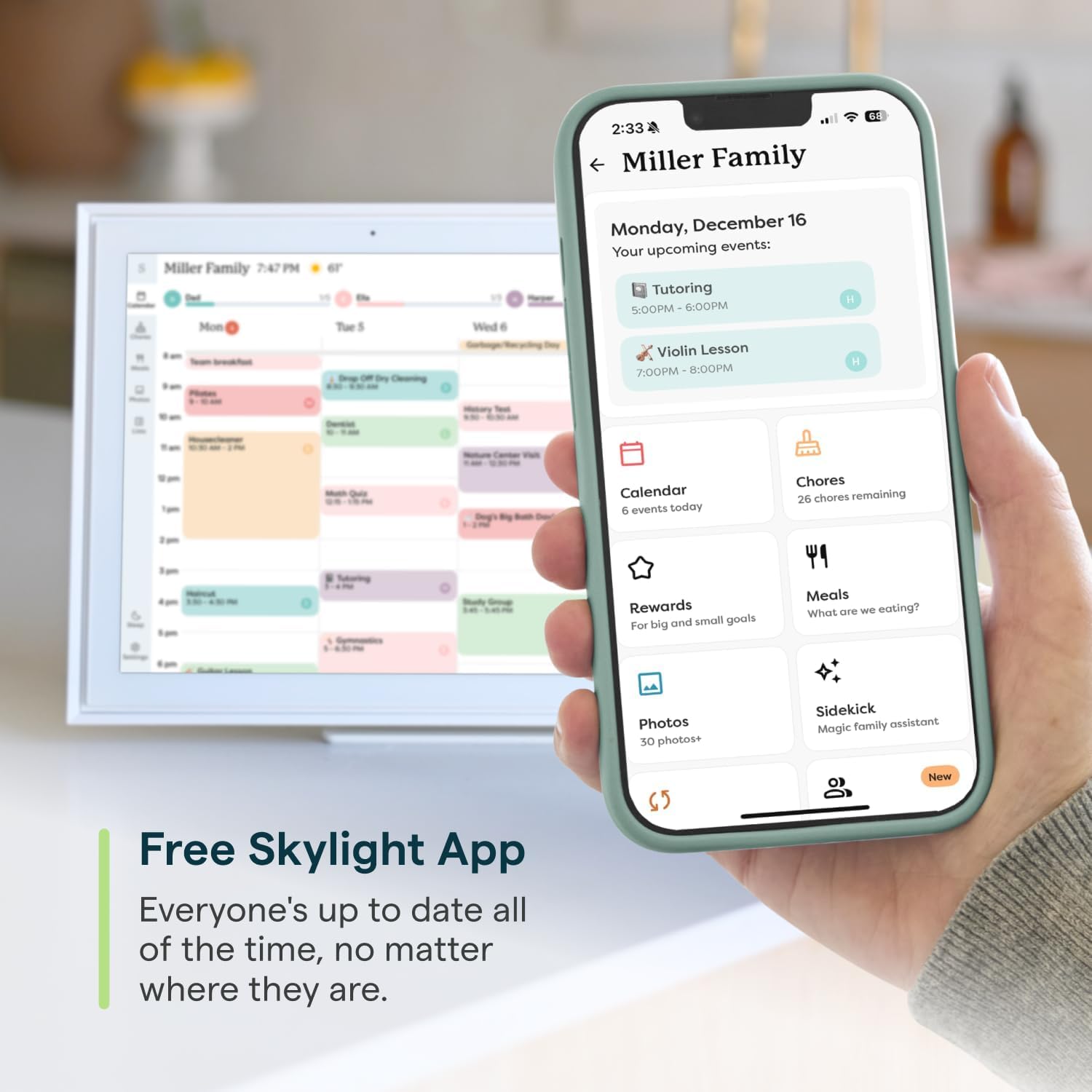 Calendario Skylight: Planificador de pared digital de 38,1 cm y tabla de tareas, pantalla interactiva inteligente táctil para horarios familiares – Incluye montaje en pared, ideal para organizar tu - Image 5