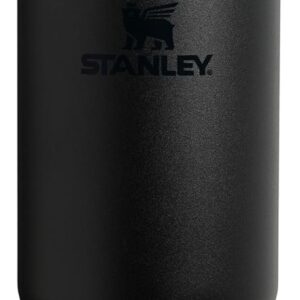 Stanley IceFlow 2.0 - Vaso con pajilla abatible con asa, 30 onzas, tapa giratoria y popote abatible, botella de agua resistente a fugas, acero inoxidable aislado sin BPA, color negro 2.0