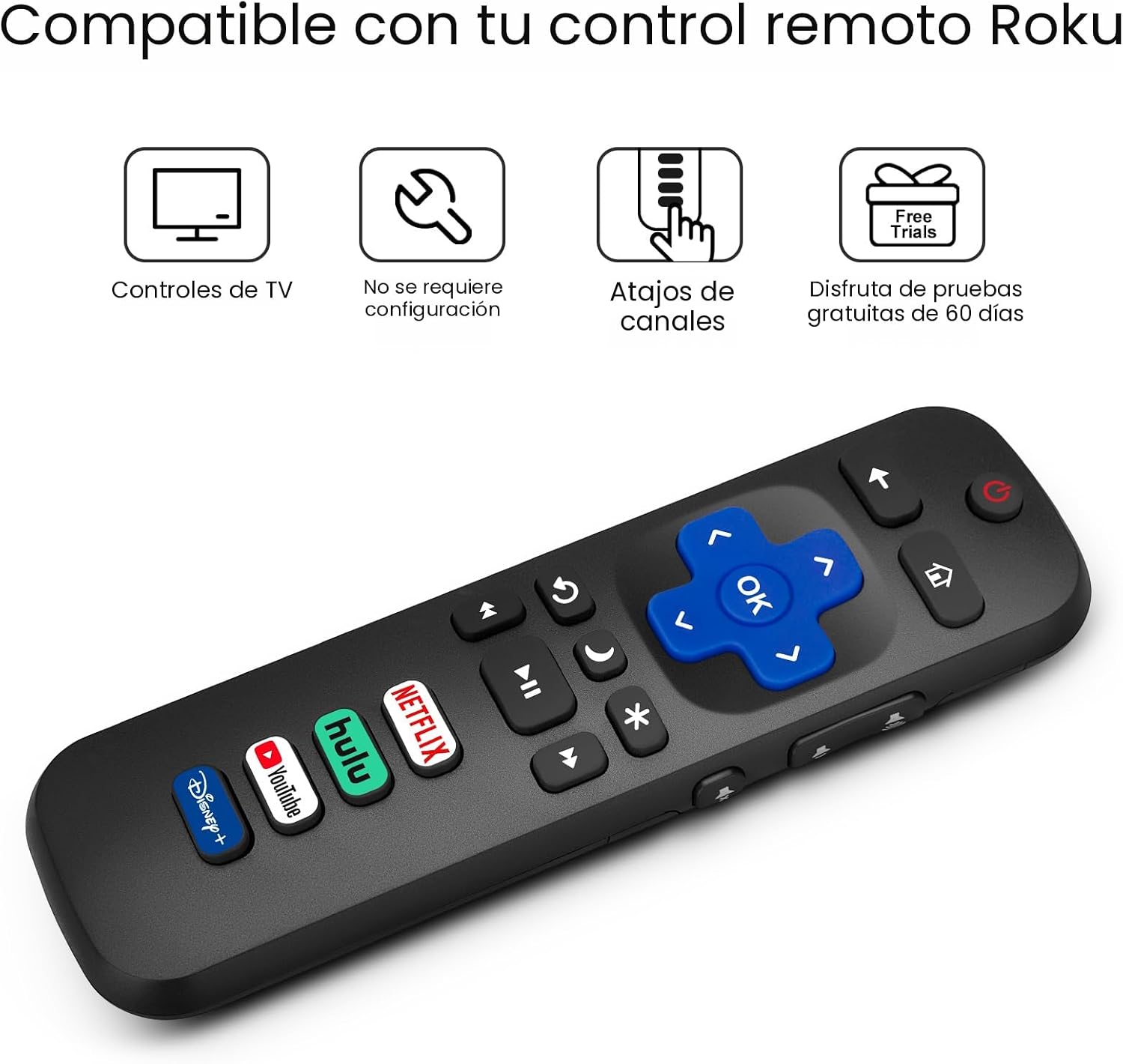 Paquete de 2 controles remotos de repuesto solo para Roku TV, compatible con TCL Roku/Hisense Roku/Onn Roku/Sharp Roku/Element Roku/Westinghouse Roku/Philips Roku (no para Roku Stick and Box) - Image 4