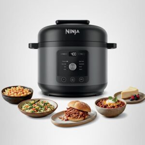 Ninja HyperHeat PC201GY - Olla a presión eléctrica 9 en 1, olla múltiple de 6.5 cuartos de galón con salteado/salteado, olla de cocción lenta, olla arrocera, Sous Vide, 1200 W, olla de cocción rápida, sin PFAS, gris oscuro
