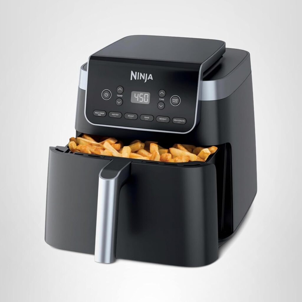 Ninja | Freidora de aire | Capacidad Pro XL de 6.5 QT, cabe 9 libras de alitas | 6 en 1 Máximo crujiente, freír al aire, asar, hornear, recalentar y deshidratar | Cesta antiadherente, bandeja para