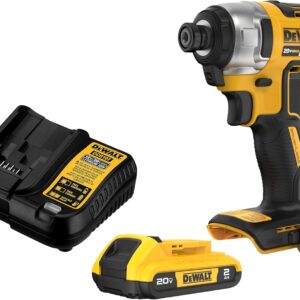 DEWALT Atornillador de Impacto 20V MAX, 1/4 Pulgada, Batería y Cargador Incluidos (DCF787D1)