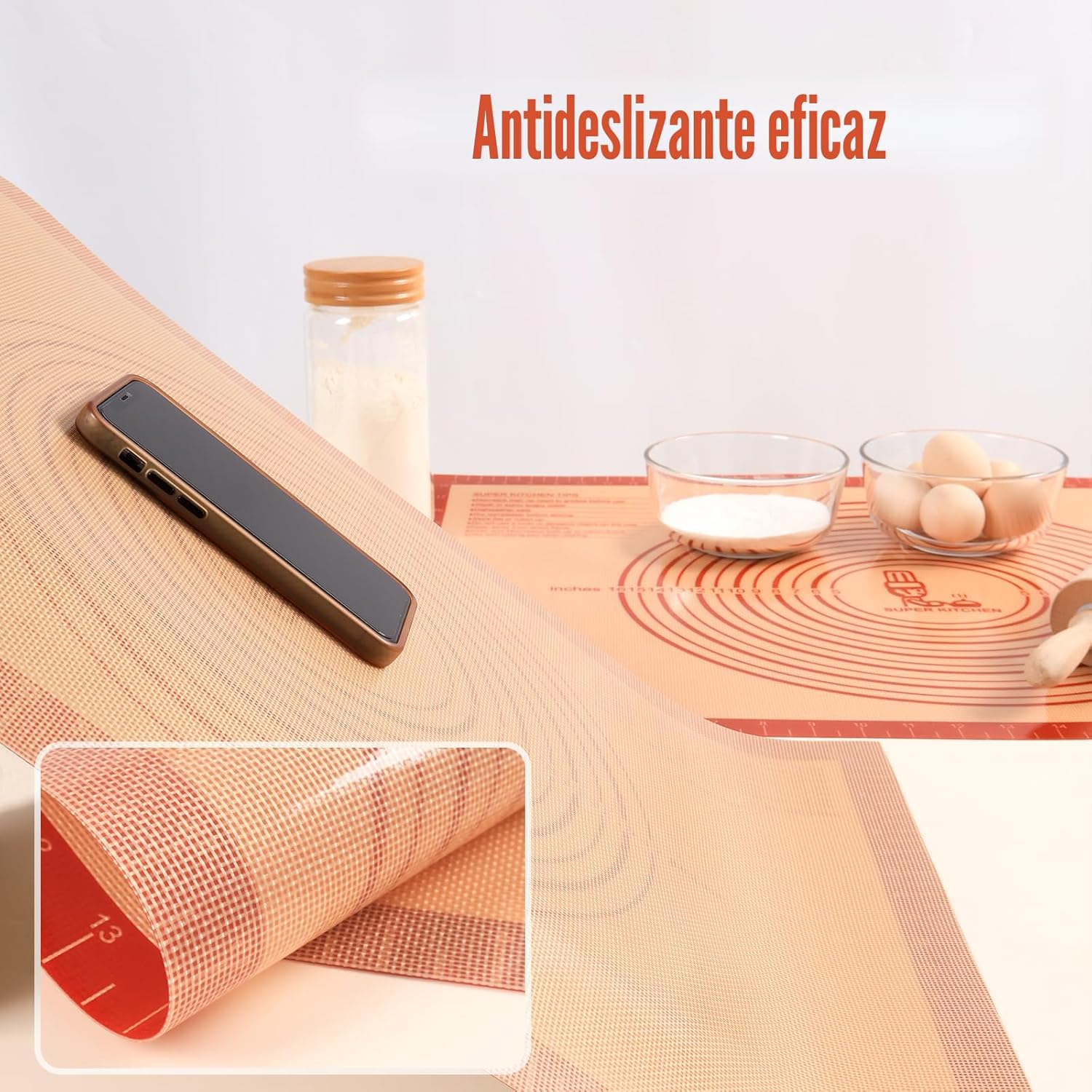 Tapete de Silicona Antideslizante para Pastelería Extra Grande con Medidas de 28'' por 20'' para Tapete de Horneado de Silicona, Mostrador, Enrollado de Masa, Forro de Horno, Fondant/Masa de Pastel de - Image 5