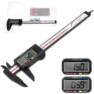 Calibre digital, calibradores mejorados Esydon de 6 pulgadas, herramienta de medición, regla electrónica, con pantalla LCD grande, función de apagado automático, conversión de pulgadas y milímetros, funda de plástico, perfecto para el hogar, bricolaje