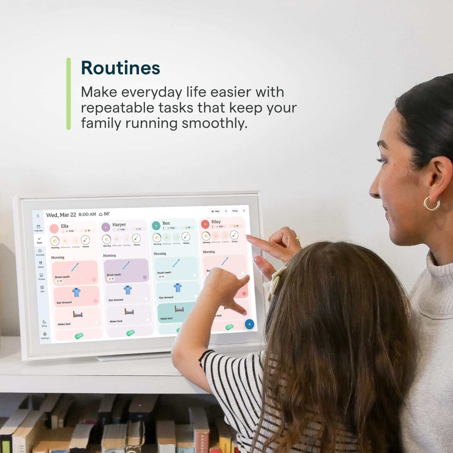 Calendario Skylight: Planificador de pared digital de 38,1 cm y tabla de tareas, pantalla interactiva inteligente táctil para horarios familiares – Incluye montaje en pared, ideal para organizar tu - Image 6