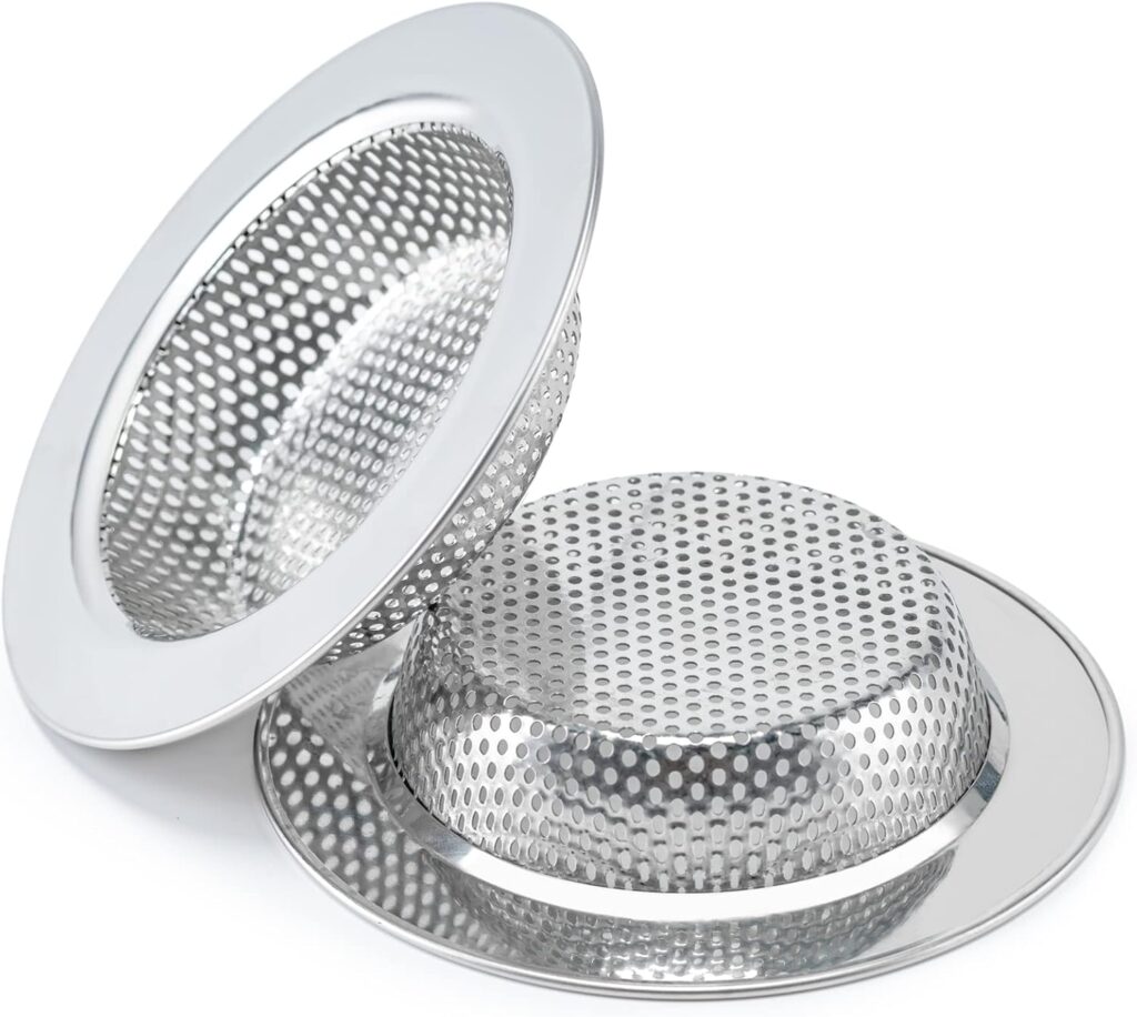 Honmein 2 Piezas Colador de Fregadero para la Mayoría de Cestas de Drenaje de Fregadero de Cocina, Diseño Seguro de Doble Capa Mejorado Colador de Fregadero de Cocina (Diámetro Exterior 4.5 Pulgadas)