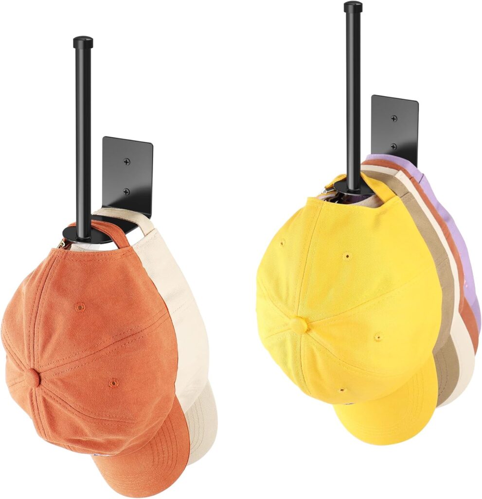 Durmmur Paquete de 2 Percheros para Gorras de Béisbol, Organizador de Sombreros de Acero Inoxidable para Gorra de Béisbol, Organizador de Almacenamiento de Sombreros, Colgador de Sombreros con