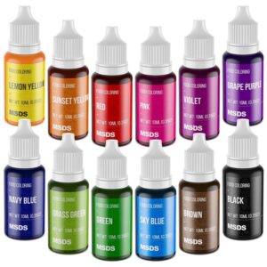 Colorantes de grado alimenticio, 12 colores vibrantes, color líquido insípido para decoración de pasteles, huevos de Pascua, glaseado, fondant, kit de suministros para bricolaje, 0.35 fl. oz/botellas