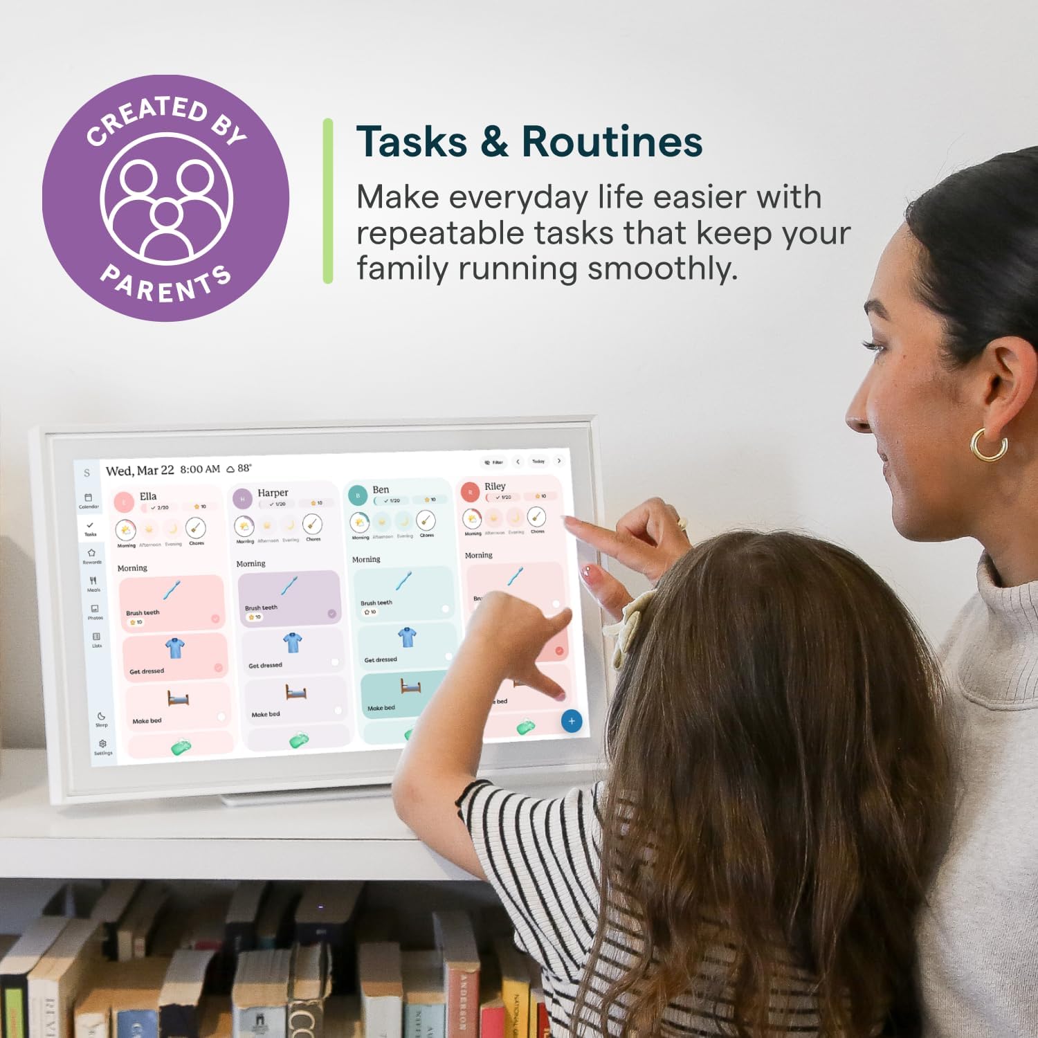 Calendario Skylight: Planificador de pared digital de 38,1 cm y tabla de tareas, pantalla interactiva inteligente táctil para horarios familiares – Incluye montaje en pared, ideal para organizar tu - Image 7