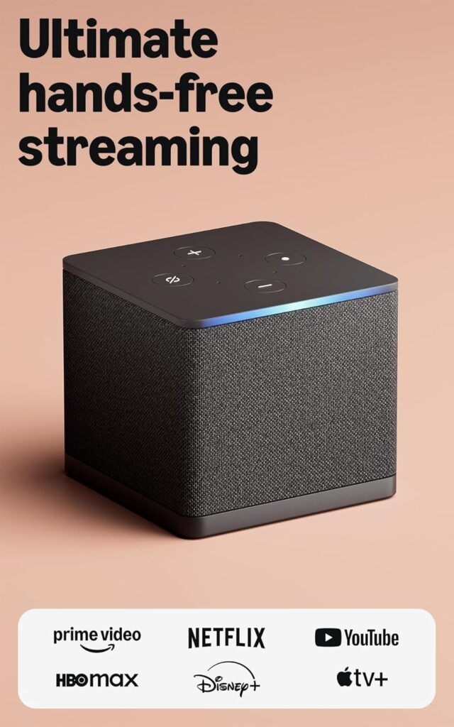 Amazon Fire TV Cube, con búsqueda de Fire TV con IA, Dispositivo de streaming controlado por voz con Alexa, Wi-Fi 6E y 4K Ultra HD