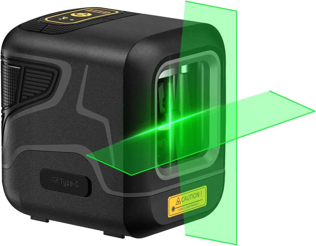 Fanttik D2 - Nivel láser verde de bolsillo, láser de línea cruzada autonivelante de 100 pies, recargable tipo C, giratorio 360 grados, modo pulso, soporte magnético, bolsa de transporte
