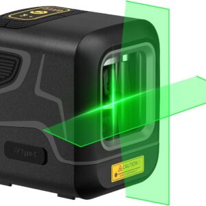 Fanttik D2 - Nivel láser verde de bolsillo, láser de línea cruzada autonivelante de 100 pies, recargable tipo C, giratorio 360 grados, modo pulso, soporte magnético, bolsa de transporte