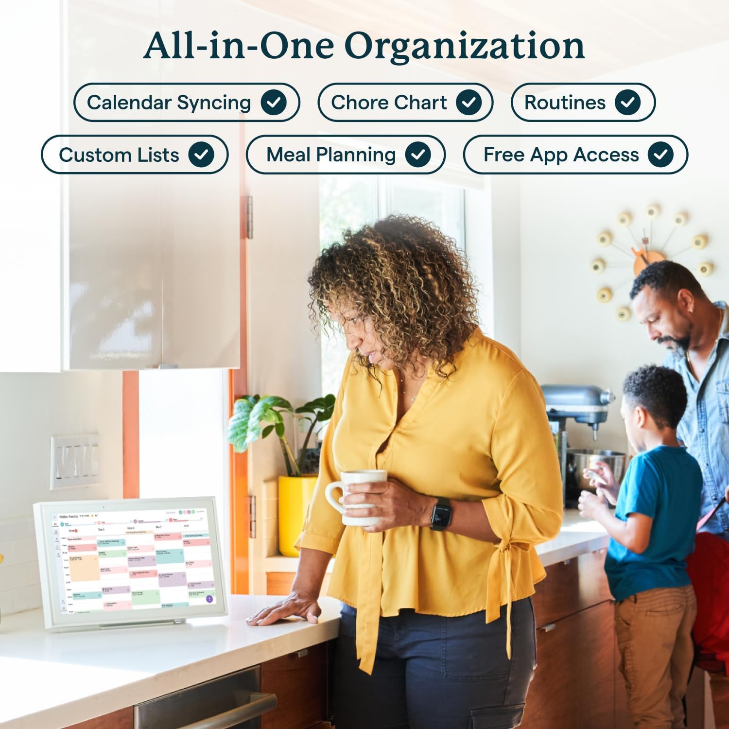 Calendario Skylight: Planificador de pared digital de 38,1 cm y tabla de tareas, pantalla interactiva inteligente táctil para horarios familiares – Incluye montaje en pared, ideal para organizar tu - Image 3