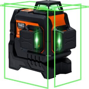 Klein Tools Nivel láser autonivelante compacto 93CPLG, planos láser de 360 grados de línea cruzada verde brillante, clase 2 ≤ 1 mW, recargable, montaje magnético