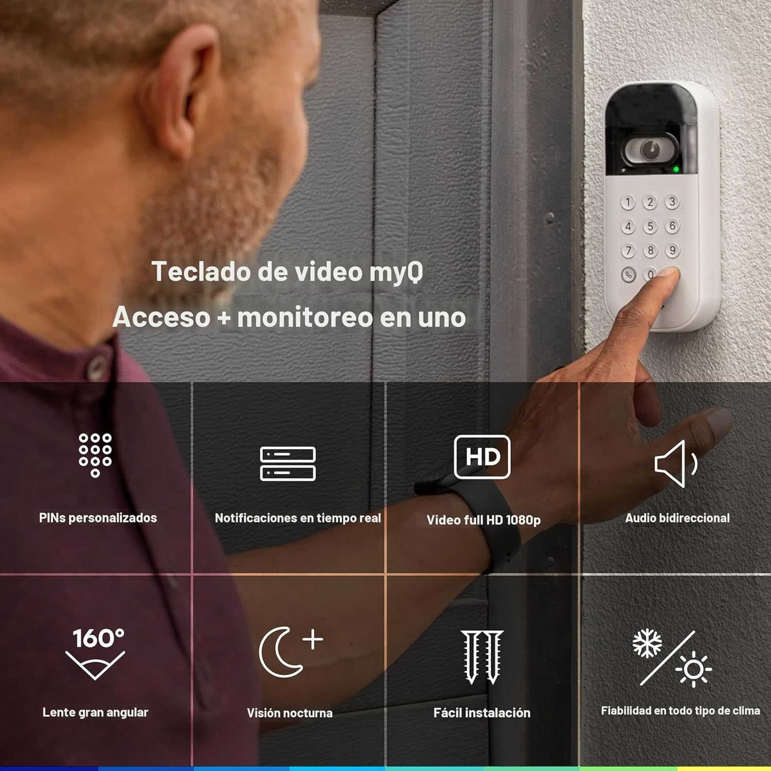myQ - Teclado inteligente de video para puerta de garaje con cámara gran angular, códigos PIN personalizables y control de teléfono inteligente. Toma el control de tu acceso al garaje, funciona con - Image 2