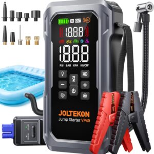 Arrancador de batería de coche 9 en 1 de 6000A 160PSI con compresor de aire y soplador de aire (todo gas 12L diesel), caja de arranque portátil para batería de automóvil con luz de 800