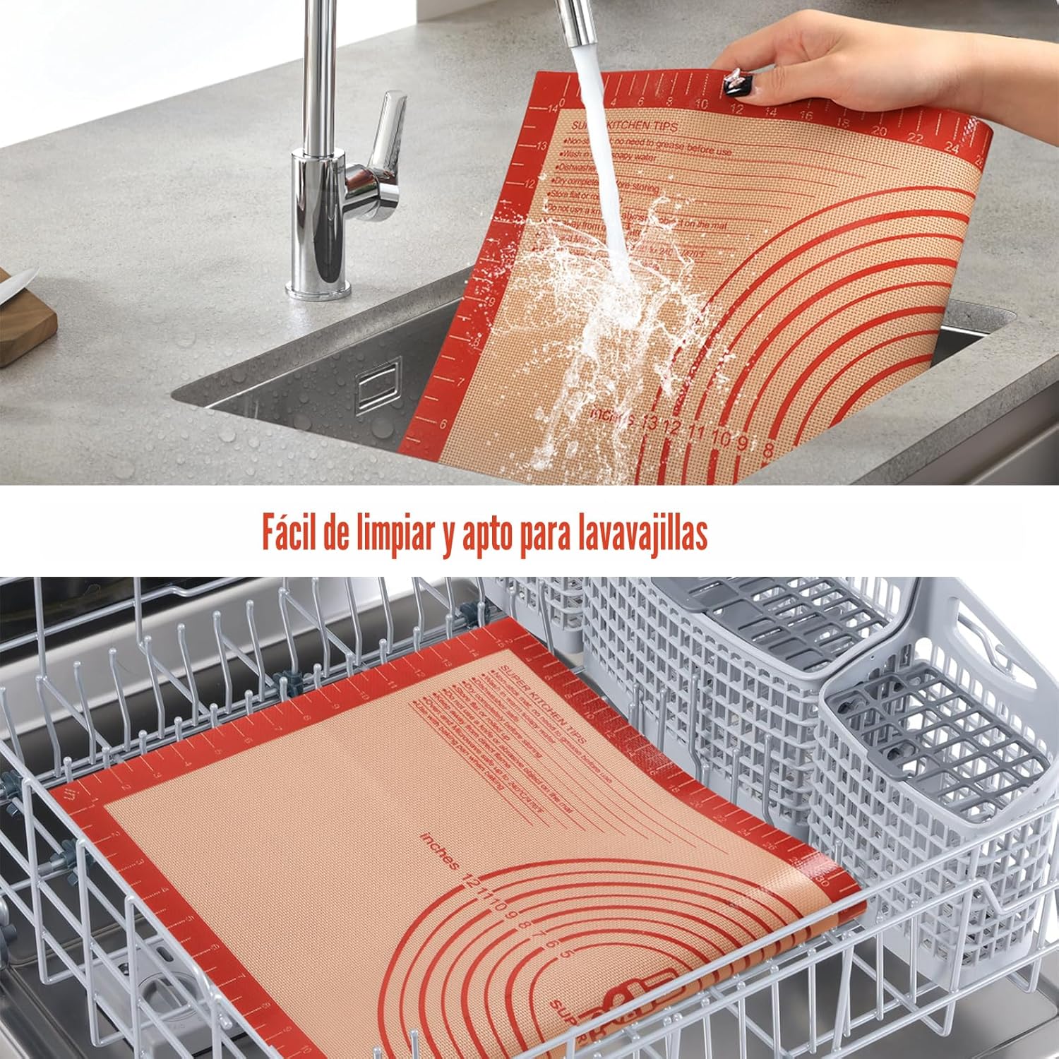 Tapete de Silicona Antideslizante para Pastelería Extra Grande con Medidas de 28'' por 20'' para Tapete de Horneado de Silicona, Mostrador, Enrollado de Masa, Forro de Horno, Fondant/Masa de Pastel de - Image 9