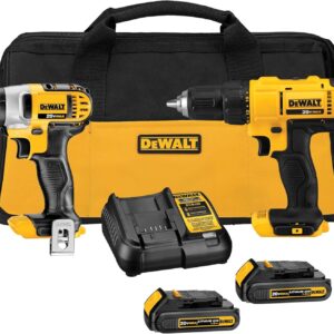 DEWALT Kit de combo de perforación inalámbrico de 20V MAX, 2-Herramienta (DCK240C2)