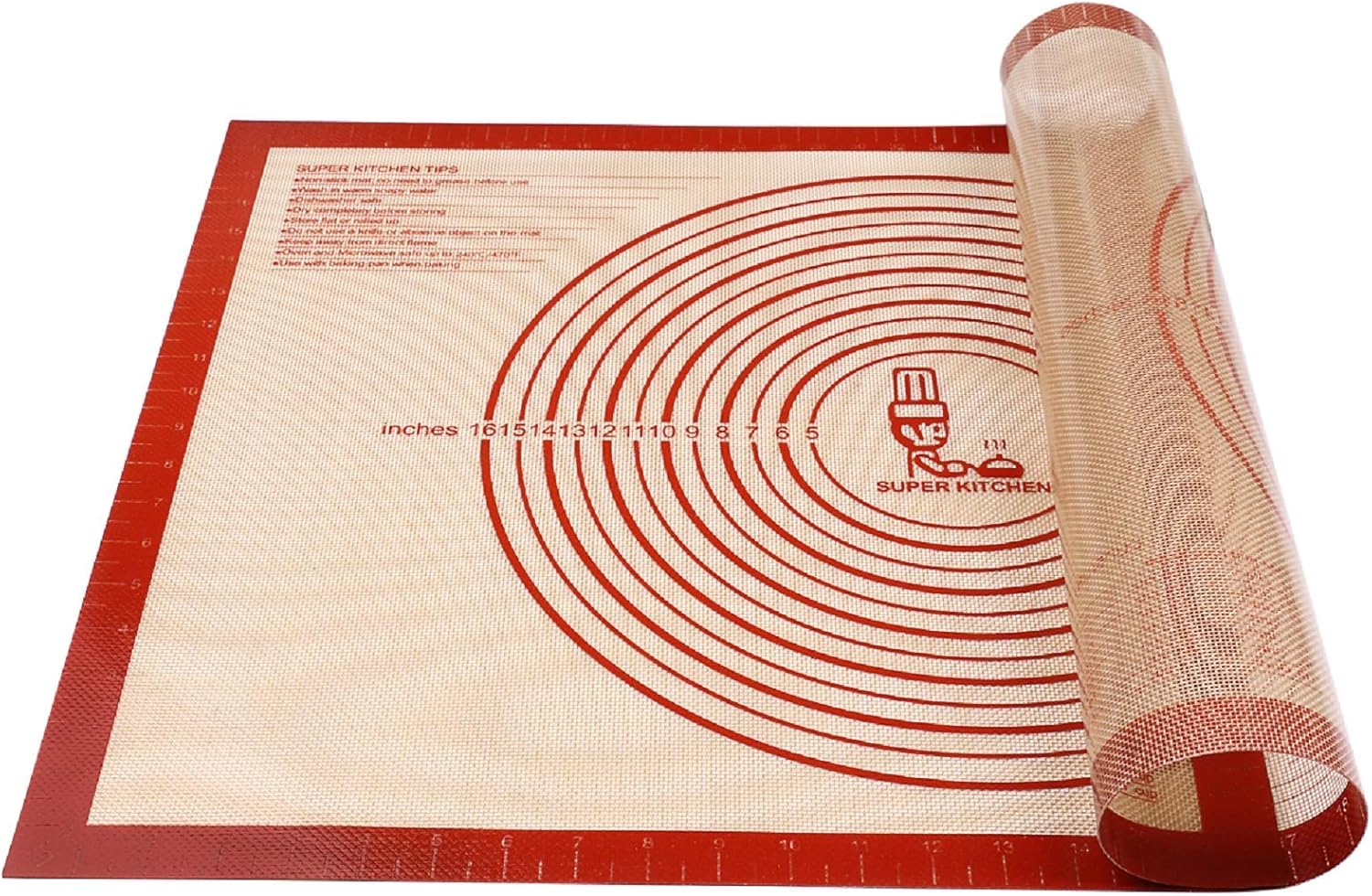 Tapete de Silicona Antideslizante para Pastelería Extra Grande con Medidas de 28'' por 20'' para Tapete de Horneado de Silicona, Mostrador, Enrollado de Masa, Forro de Horno, Fondant/Masa de Pastel de