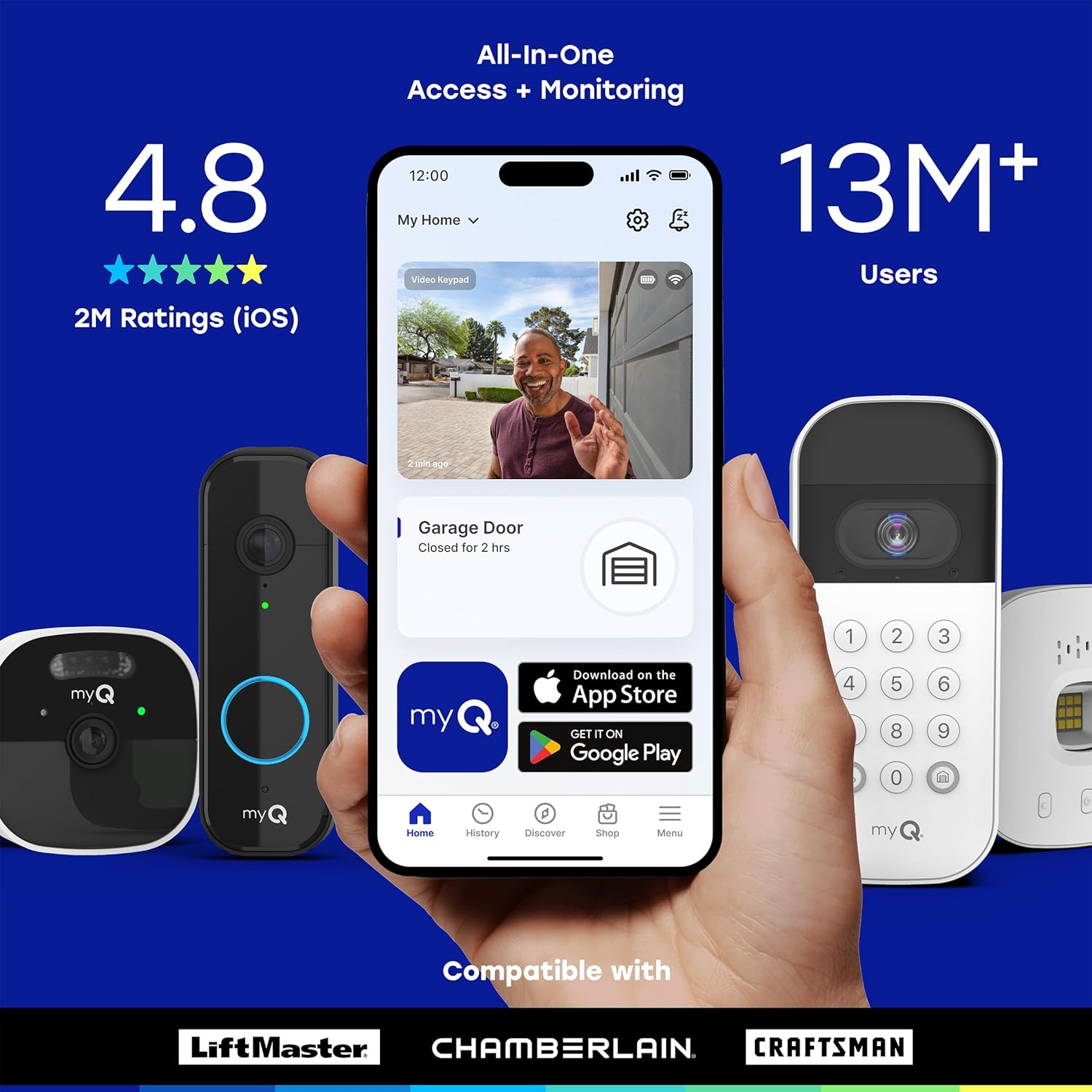 myQ - Teclado inteligente de video para puerta de garaje con cámara gran angular, códigos PIN personalizables y control de teléfono inteligente. Toma el control de tu acceso al garaje, funciona con - Image 8