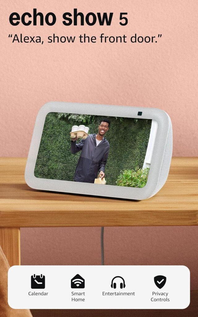 Amazon Echo Show 5 (modelo más reciente), Pantalla inteligente con 2x bajo y sonido claro, Carbón