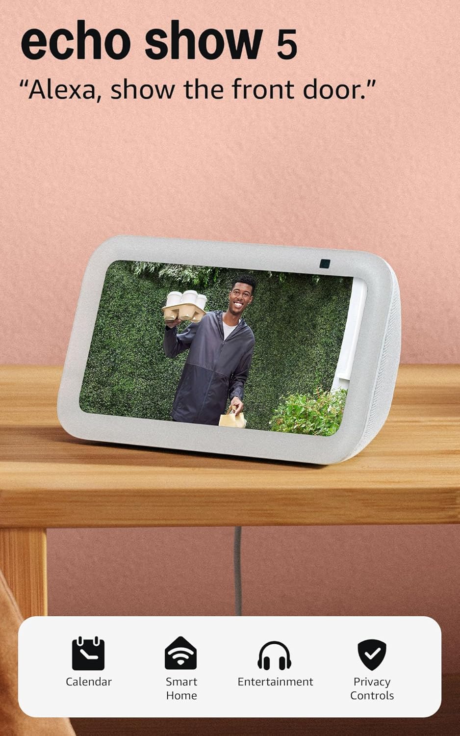 Amazon Echo Show 5 (modelo más reciente), Pantalla inteligente con 2x bajo y sonido claro, Carbón