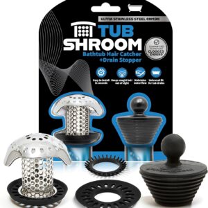 TubShroom Protector de drenaje de bañera ultra revolucionario, colador, trampa, acero inoxidable, combo de acero inoxidable